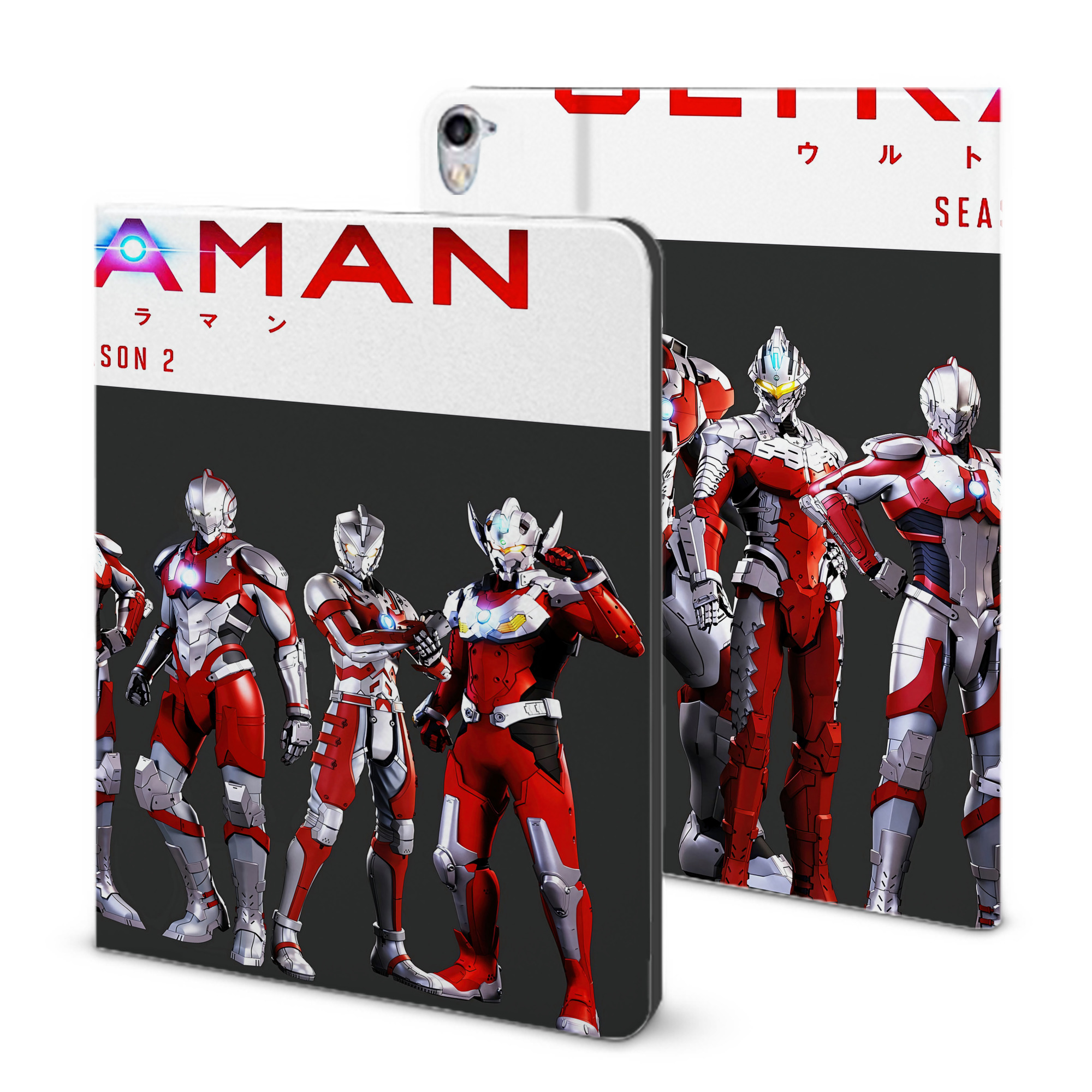 （画像用） ウルトラマン Ultraman IPad ケース ブック型 PUレザー TPU 耐衝撃 軽量 薄型 ペン収納なし 全面保護 IPad 各モデル対応